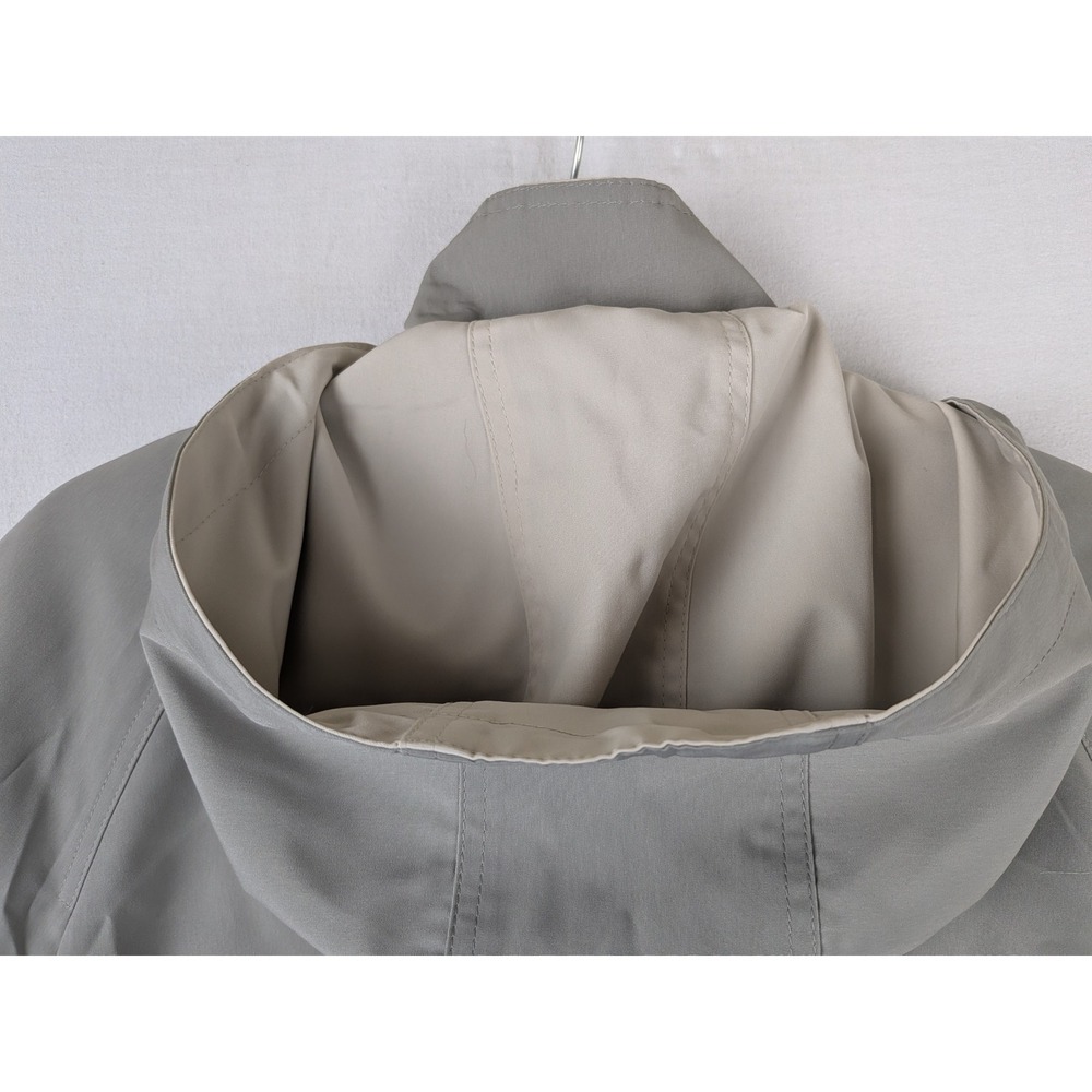 London Fog Hood Rain Jacket Gray L Lightweight Zip Snap Close Pockets Drawstring - Picture 10 of 12